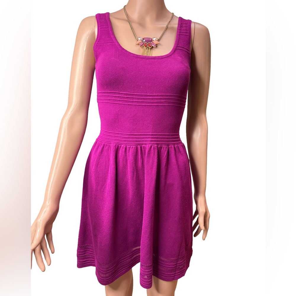 Guess Vibrant Rasberry Sleeveless Knit Flared Mini Dress Medium NWT